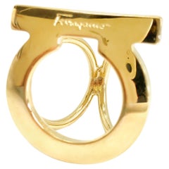 Salvatore Ferragamo Signed Gold Plated Scarf Ring.