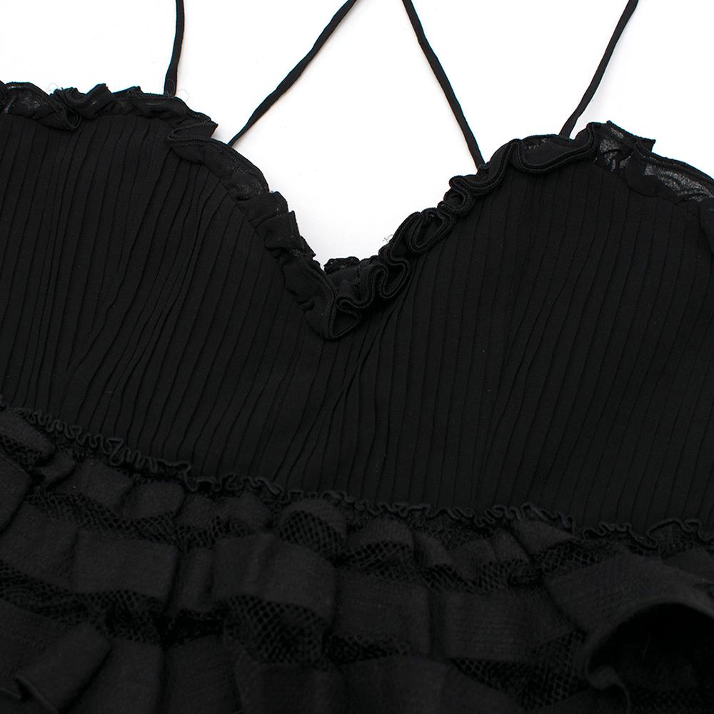Women's Salvatore Ferragamo Silk Tiered Black Dress - Size US6 For Sale