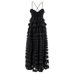 Salvatore Ferragamo Silk Tiered Black Dress S 38