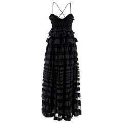Salvatore Ferragamo Silk Tiered Black Dress - Size US6
