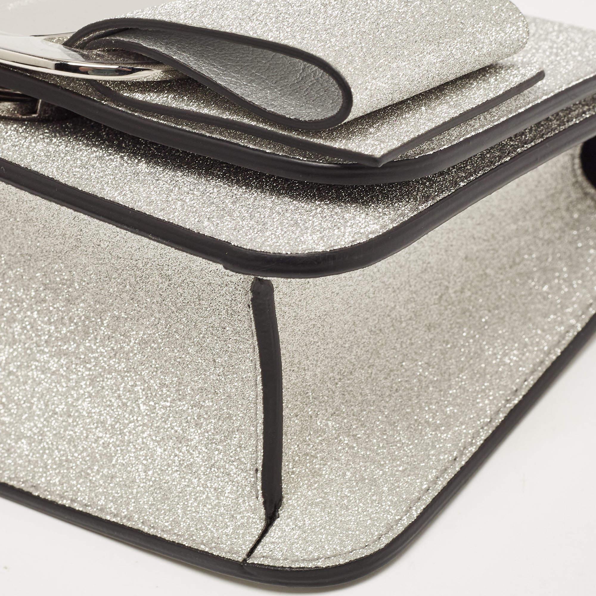 Salvatore Ferragamo Silver Glitter Mini Vara Bow Crossbody Bag 3