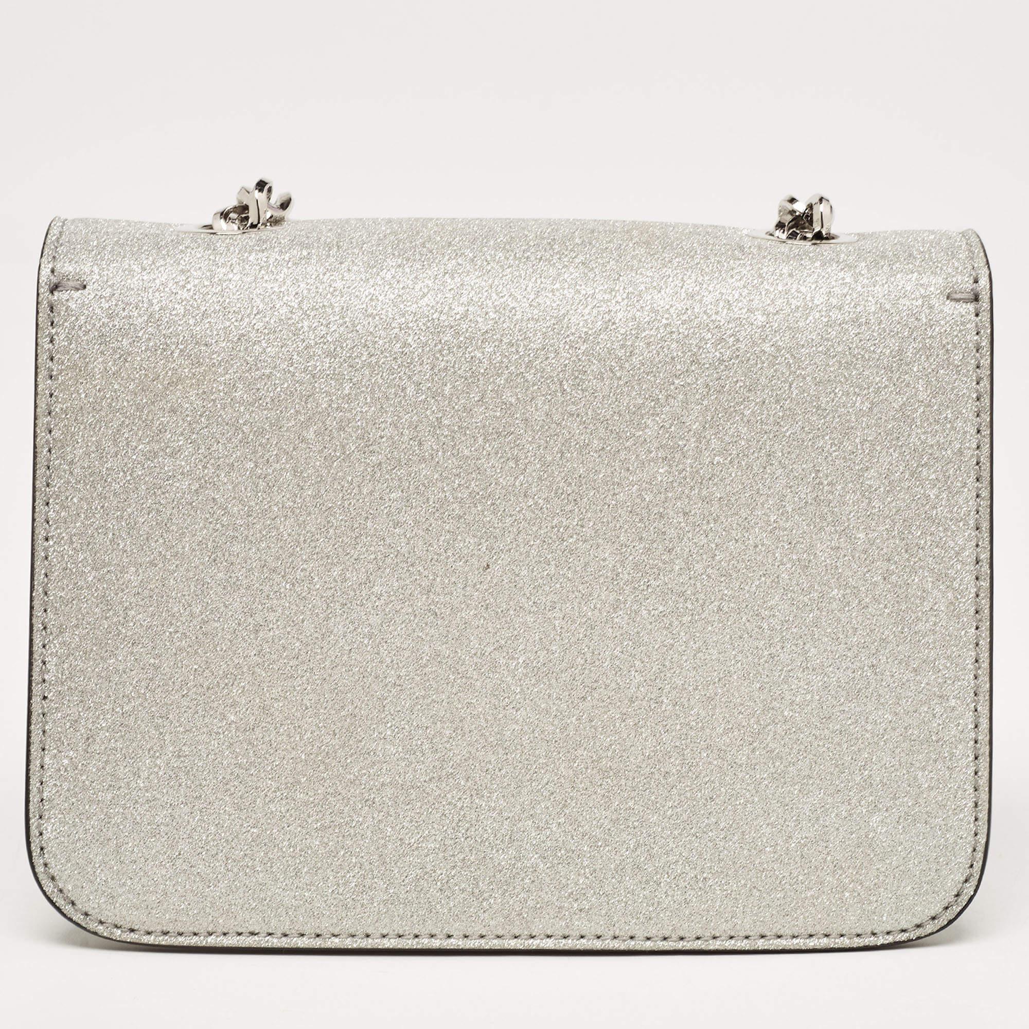 Salvatore Ferragamo Silver Glitter Mini Vara Bow Crossbody Bag 4