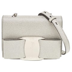 Salvatore Ferragamo Silver Glitter Mini Vara Bow Crossbody Bag