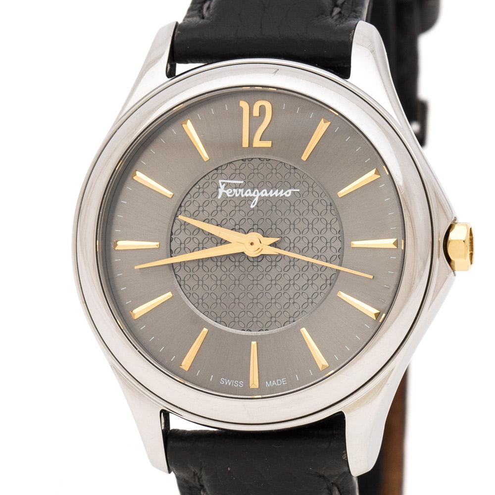 Contemporary Salvatore Ferragamo Silver Grey Stainless FFV010016 Women's Wristwatch 33 mm