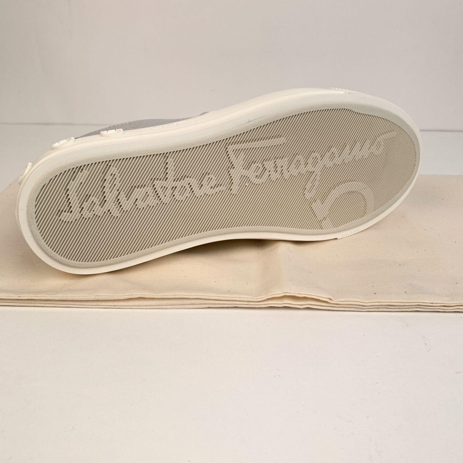 Salvatore Ferragamo Silver Leather Borg Sneakers Size US 7C EU 37.5 1