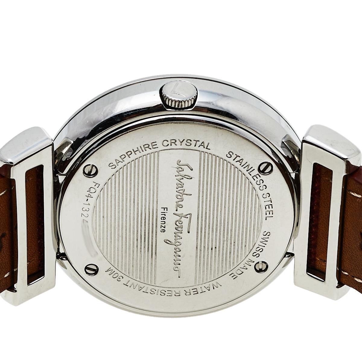 Salvatore Ferragamo Silver Leather FQ4020013 Women's Wristwatch 37 mm 1