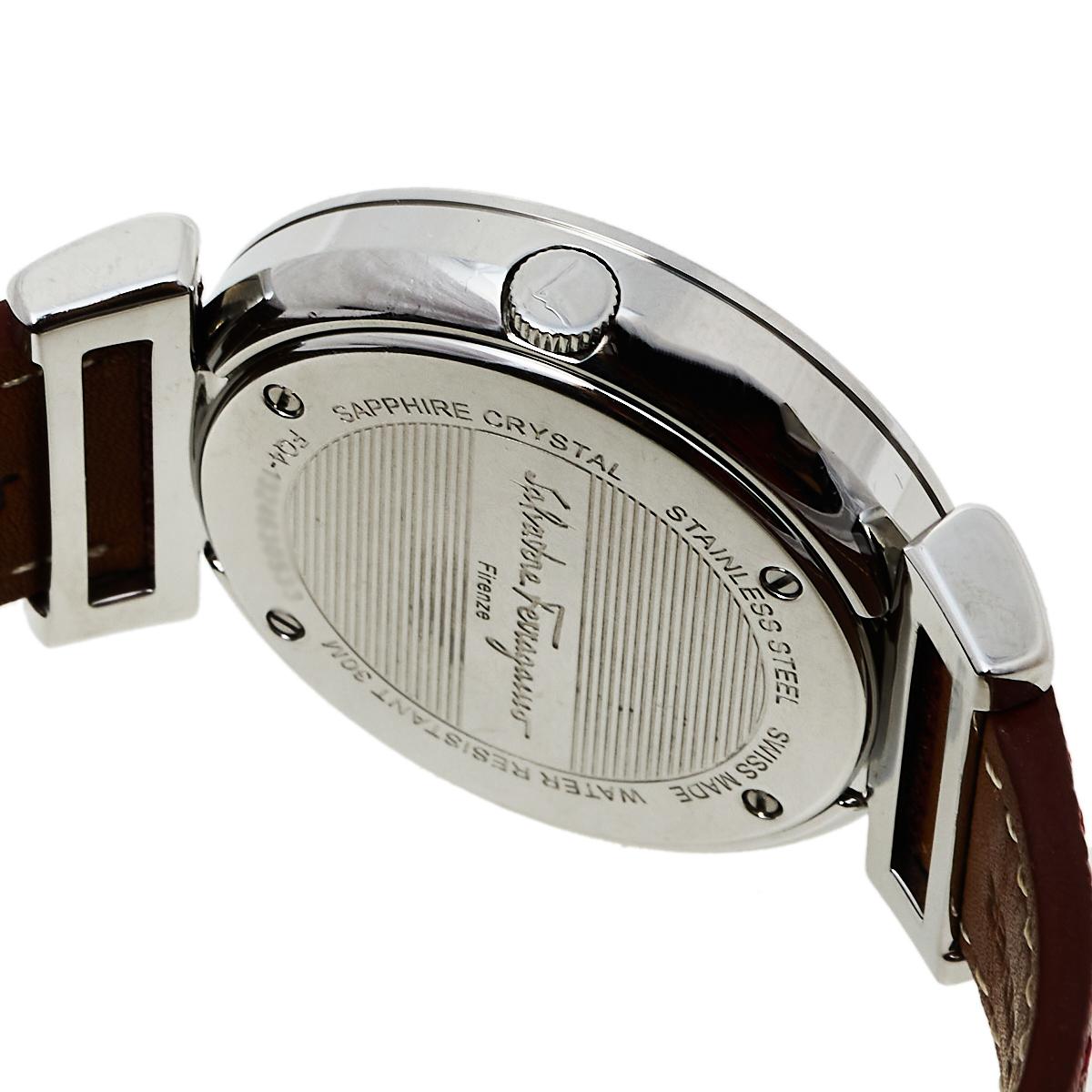 Salvatore Ferragamo Silver Leather FQ4020013 Women's Wristwatch 37 mm 2