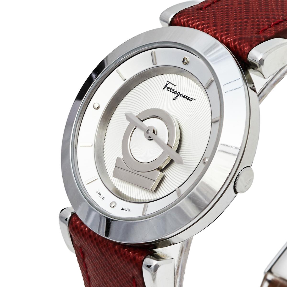 Salvatore Ferragamo Silver Leather FQ4020013 Women's Wristwatch 37 mm 4