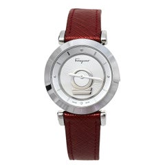 Salvatore Ferragamo Silver Leather FQ4020013 Women's Wristwatch 37 mm