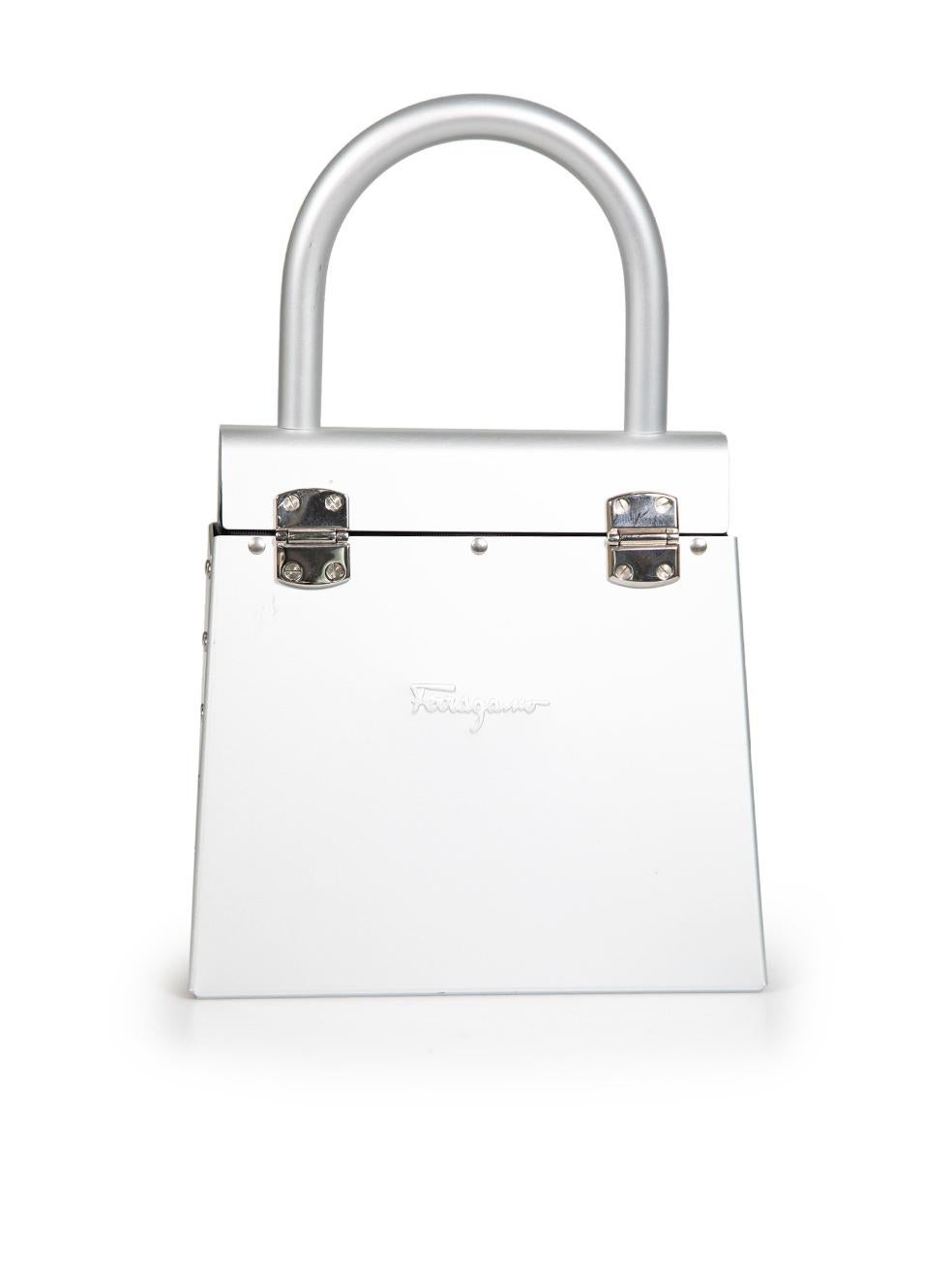Salvatore Ferragamo Silver Metal Gancini Bag In Good Condition In London, GB