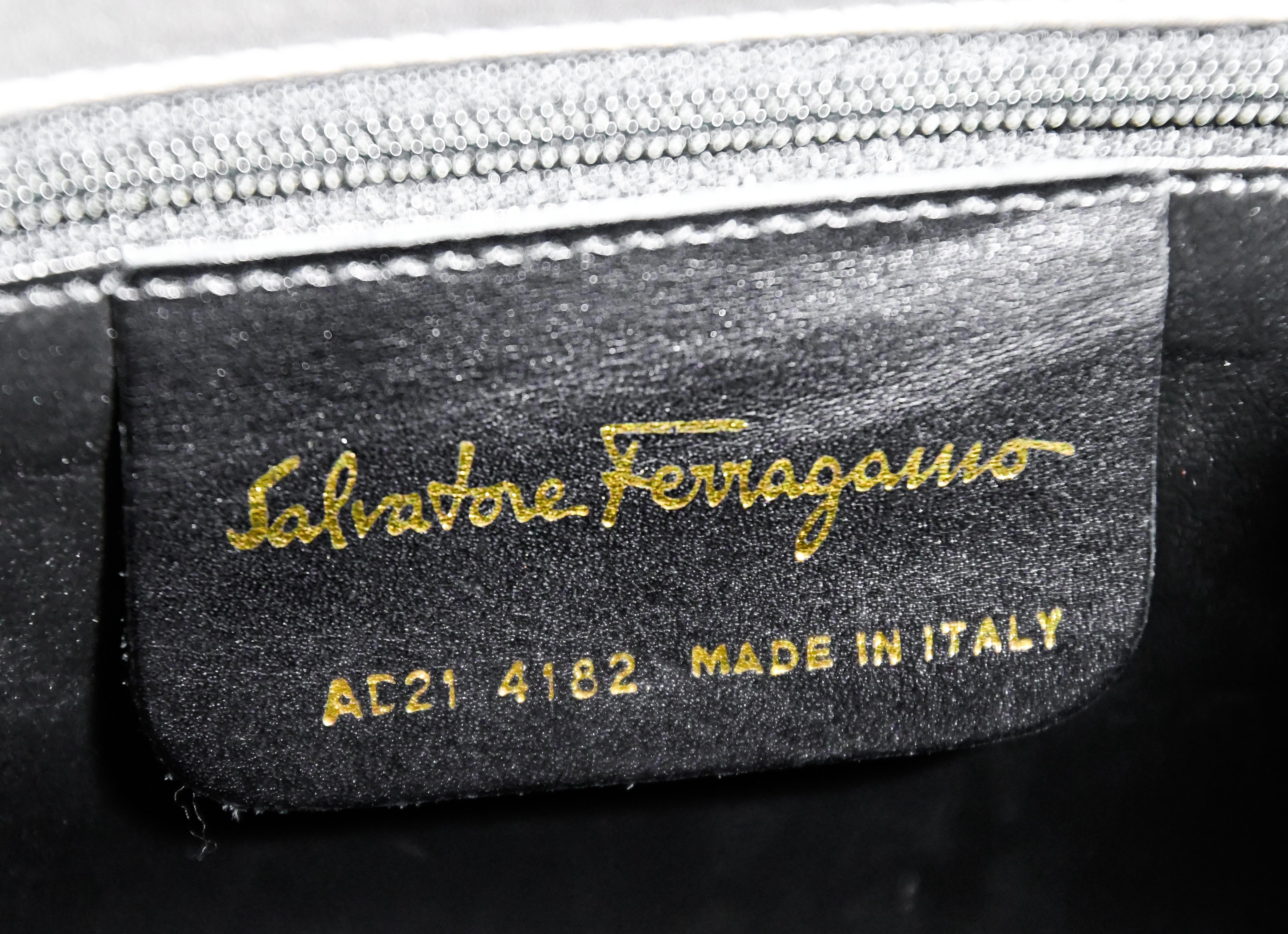 Salvatore Ferragamo Silver Metallic Leather Shoulderbag 3