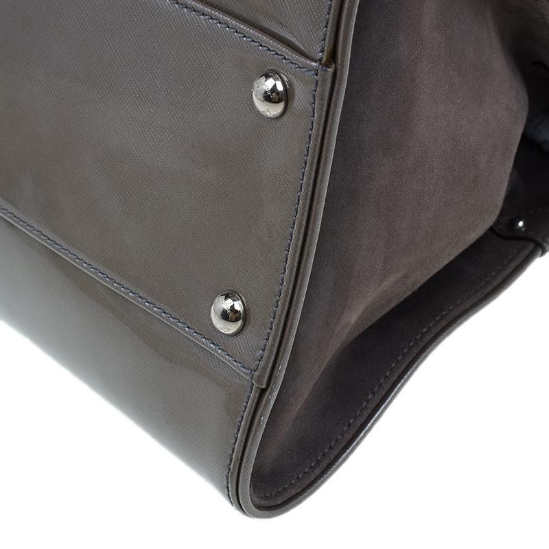 Salvatore Ferragamo Silver Patent Leather Satchel Bag 6