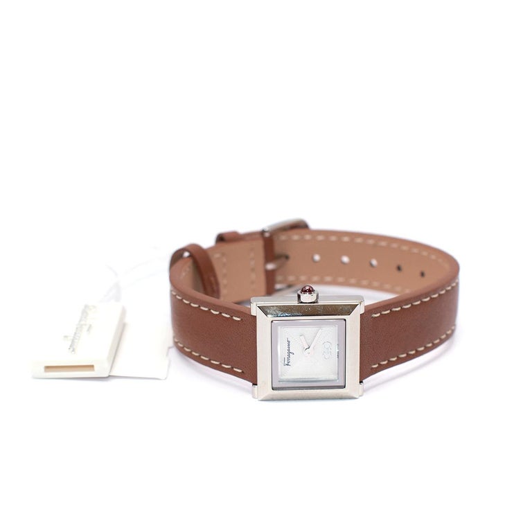 Salvatore Ferragamo Silver Square Watch with Tan Leather Strap For Sale at  1stDibs | ferragamo square watch, salvatore ferragamo watch strap, ferragamo  silver watch