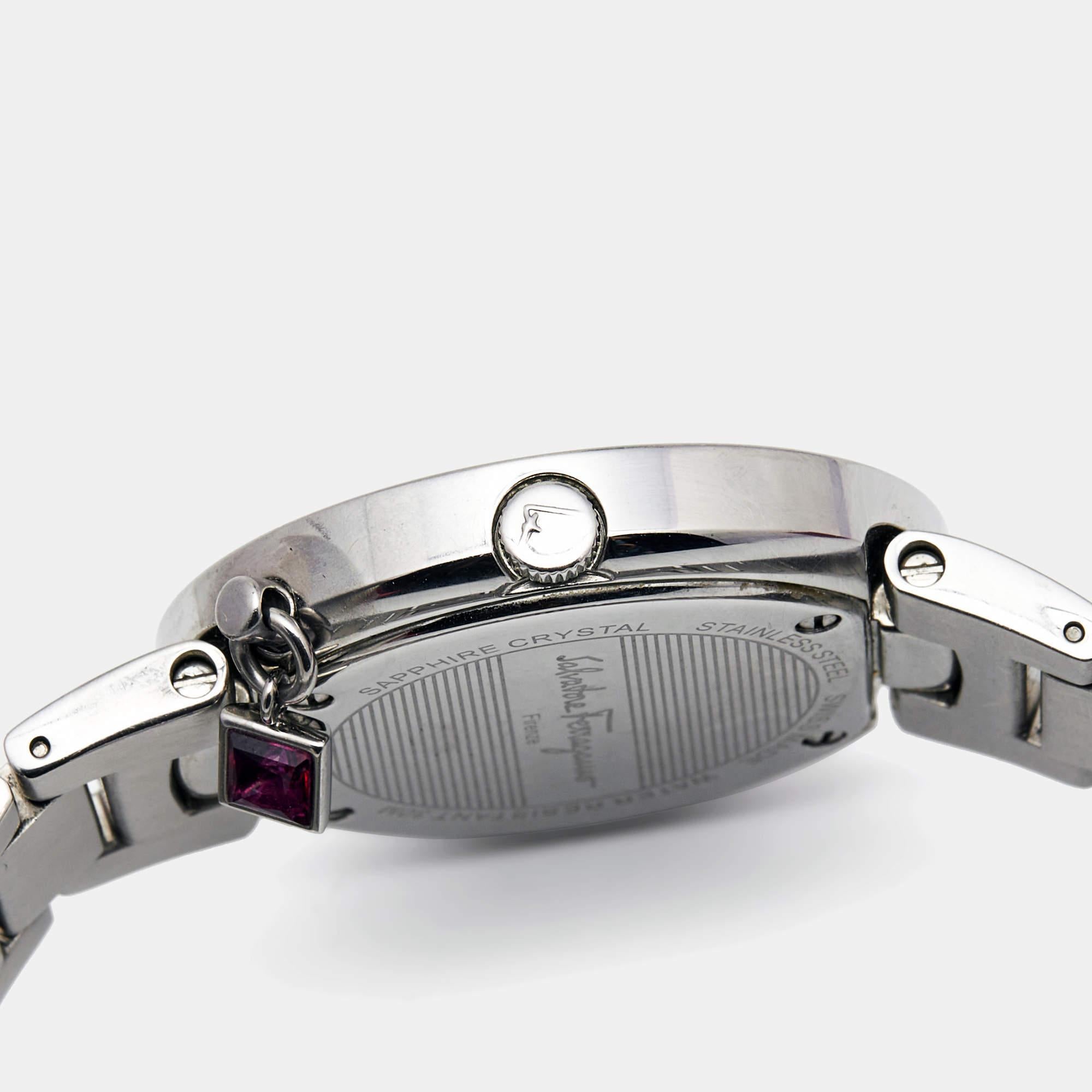 Aesthetic Movement Salvatore Ferragamo Silver Stainless Steel Gancino F64 Women's Wristwatch 36 mm