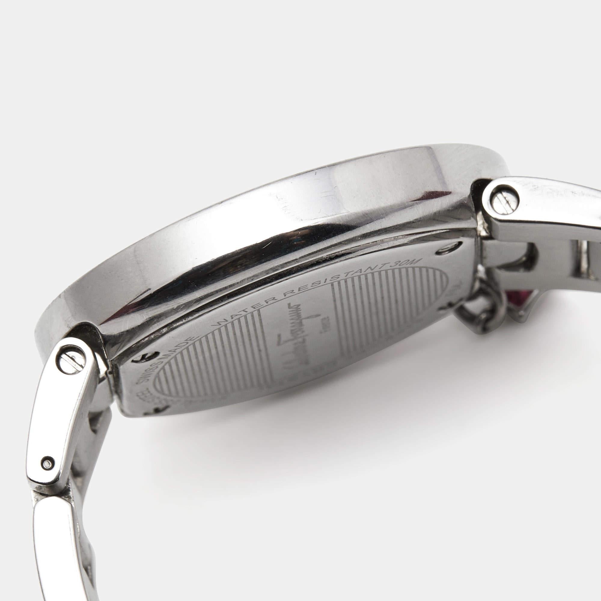 Salvatore Ferragamo Silver Stainless Steel Gancino F64 Women's Wristwatch 36 mm In Good Condition In Dubai, Al Qouz 2