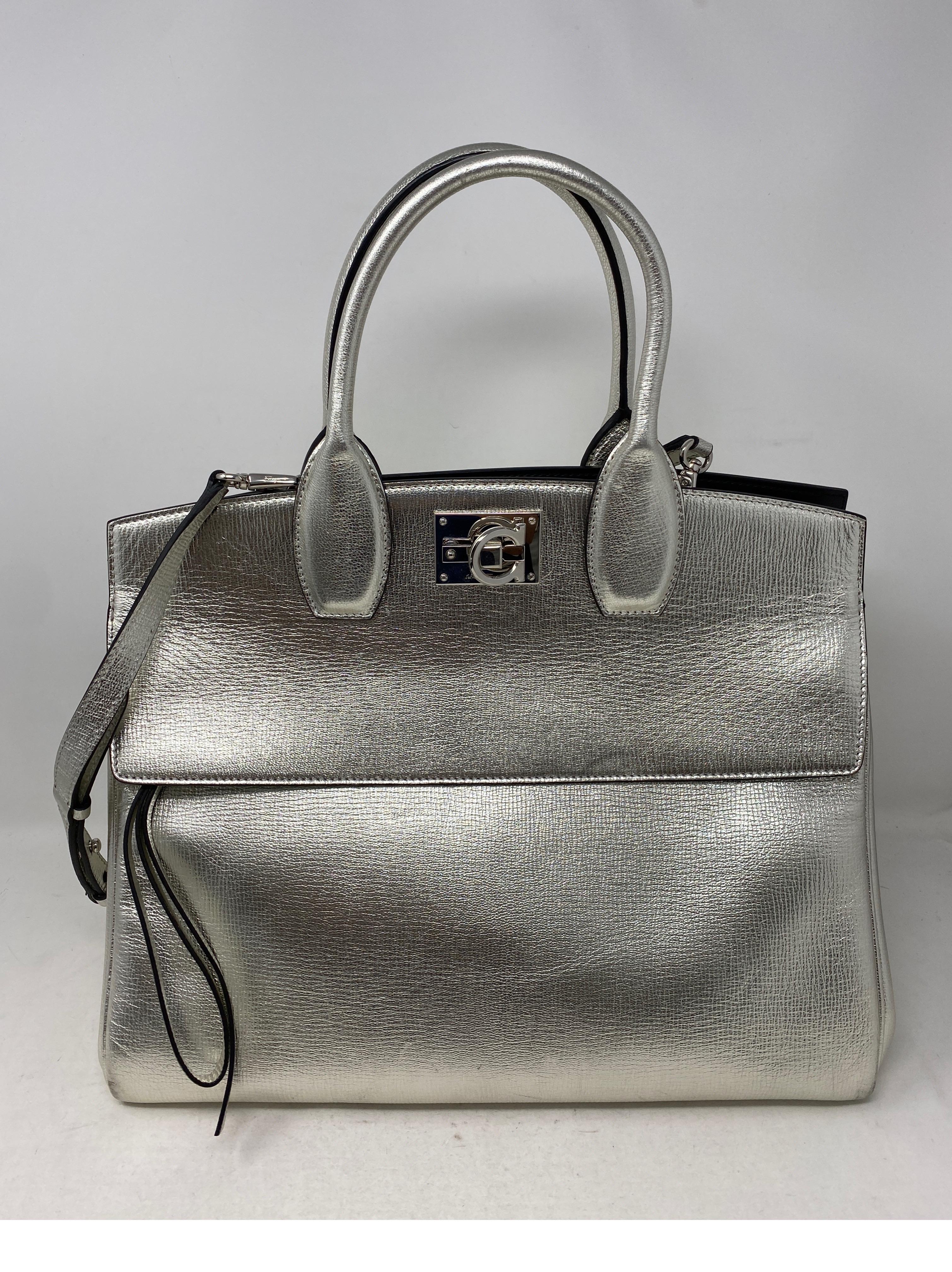 Salvatore Ferragamo Silver Tote Bag  7