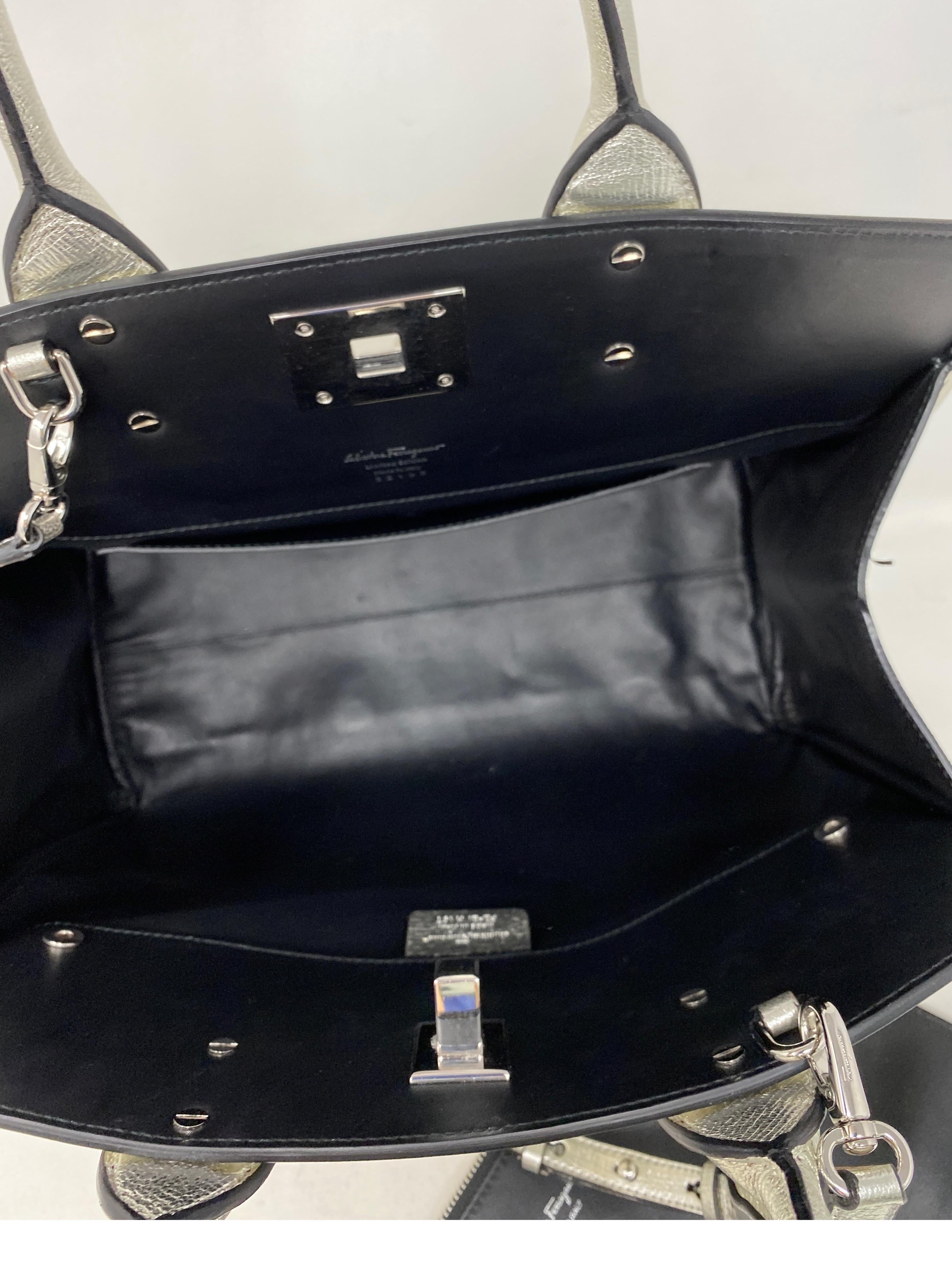 Salvatore Ferragamo Silver Tote Bag  2