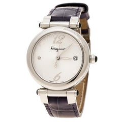 Salvatore Ferragamo Silver White Stainless Steel Firenze Women's Wristwatch 34 m