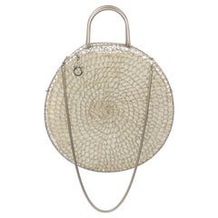 Salvatore Ferragamo Silver Wire Crochet Round Bag, 1990s