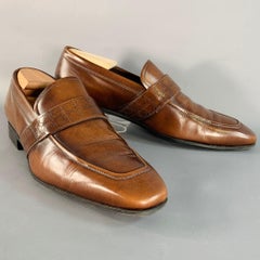 SALVATORE FERRAGAMO Größe 10 Braun Leder Perforiert Loafers