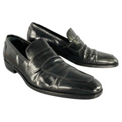SALVATORE FERRAGAMO Size 10.5 Black Leather Penny Loafers