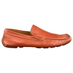 Used SALVATORE FERRAGAMO Size 10.5 Brick Solid Leather Drivers Loafers