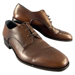 SALVATORE FERRAGAMO Taille 10,5 Chaussures à lacets en cuir massif marron