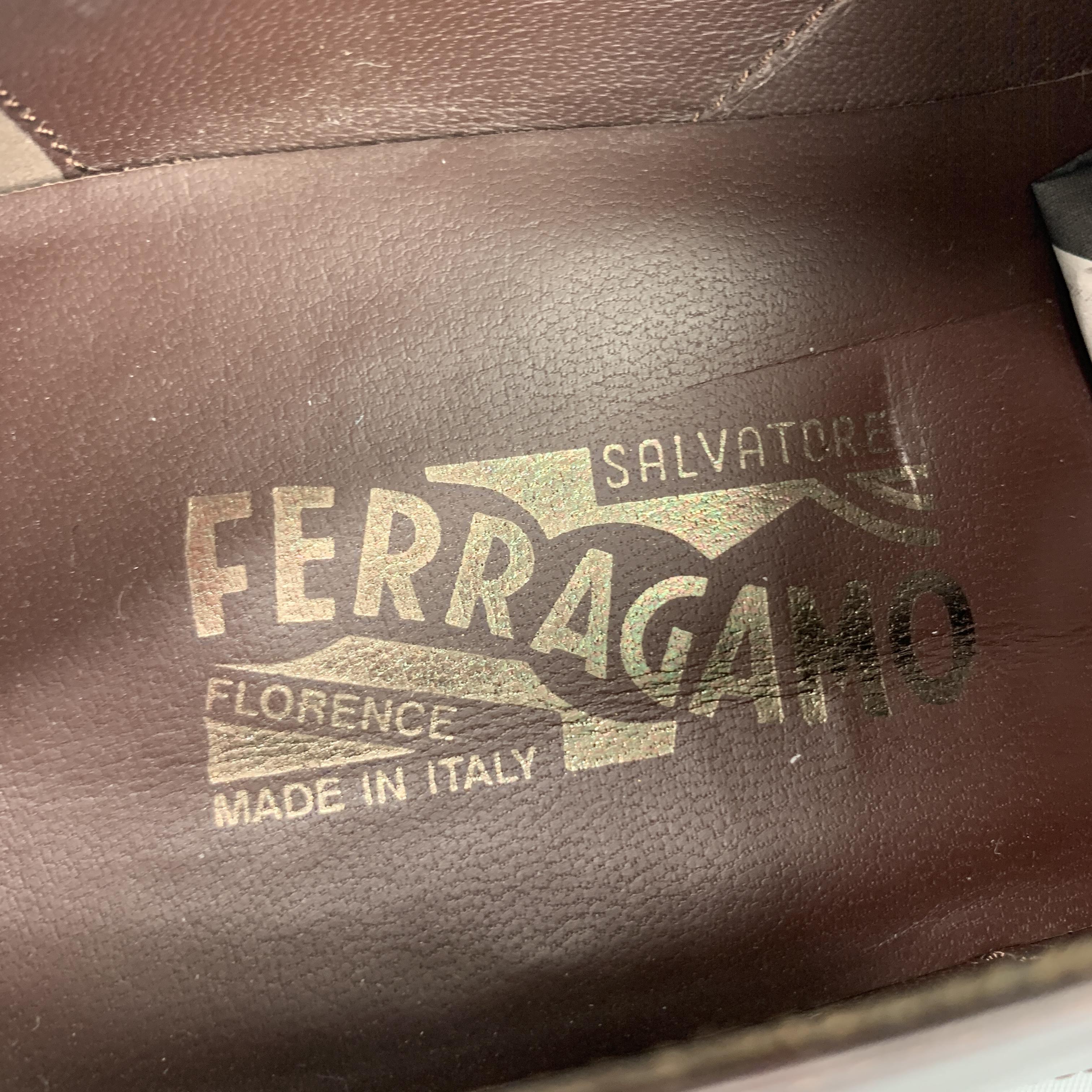 SALVATORE FERRAGAMO Size 10.5 Burgundy Polished Leather Cap Toe Lace Up In Excellent Condition In San Francisco, CA