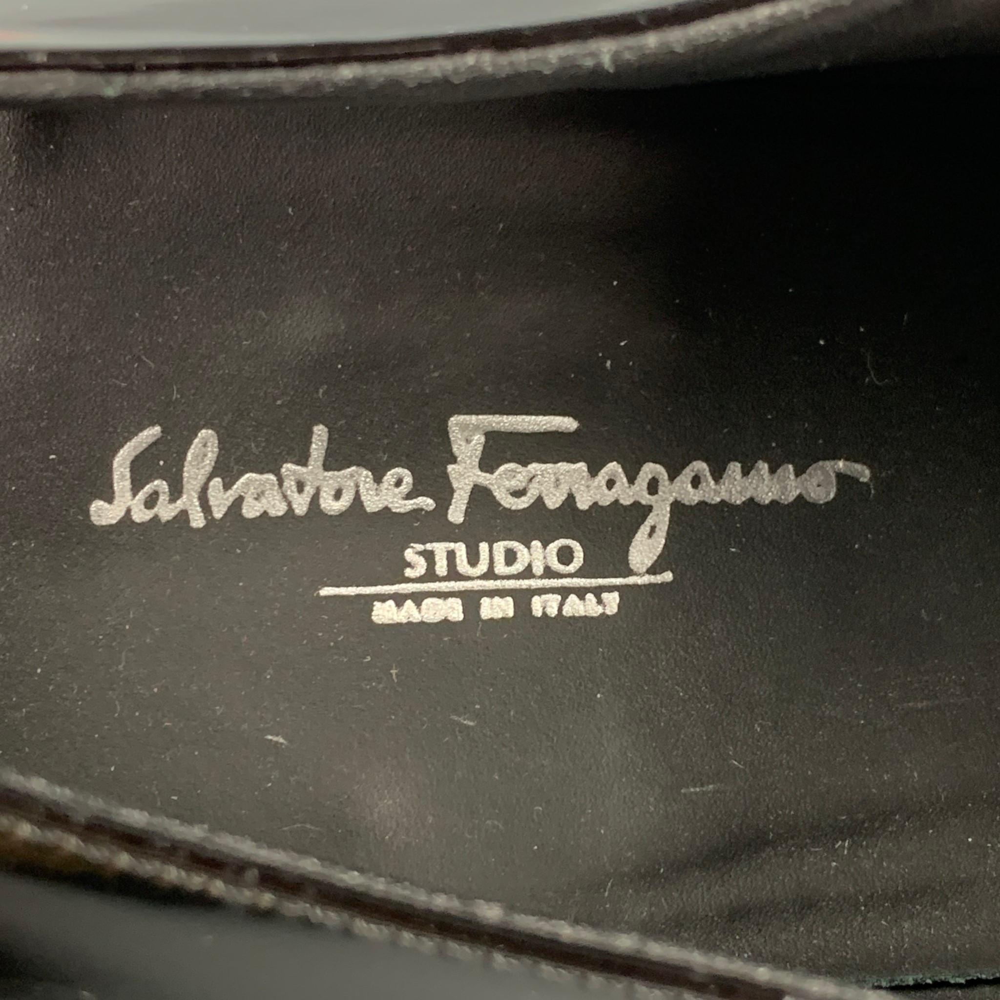 Men's SALVATORE FERRAGAMO Size 11 Black Leather Lace Up Shoes