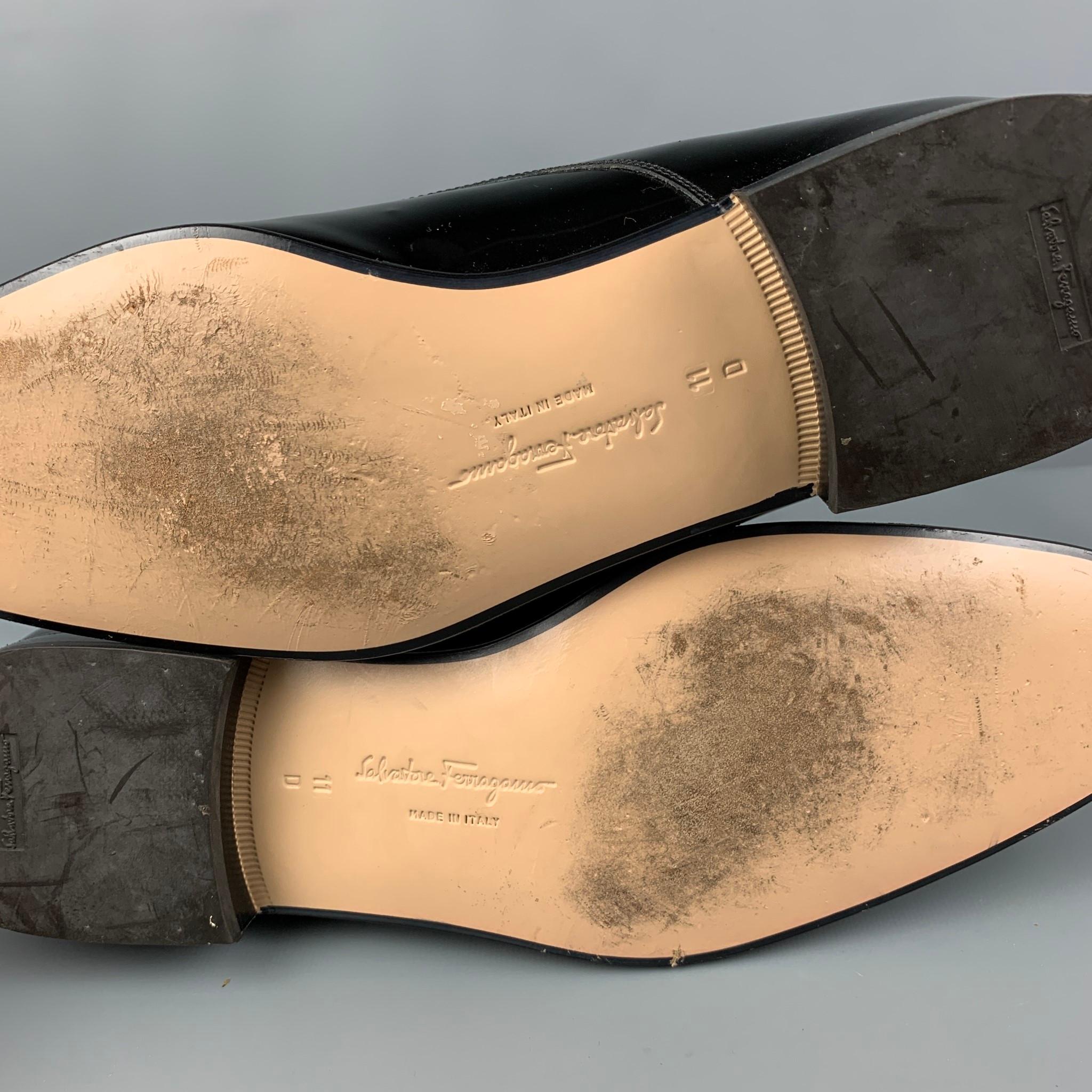 SALVATORE FERRAGAMO Size 11 Black Leather Lace Up Shoes 1