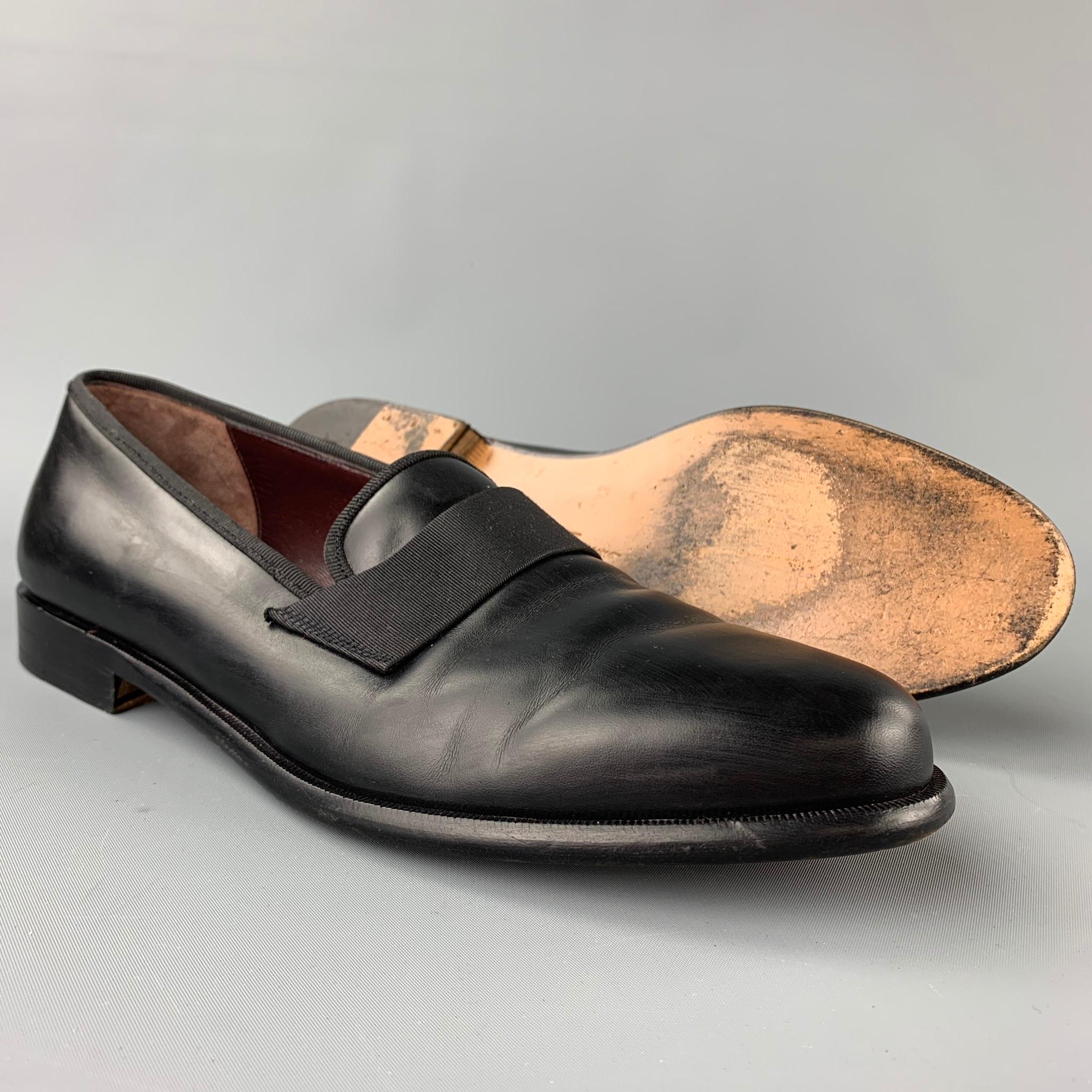 SALVATORE FERRAGAMO Size 11 Black Leather Slip On Loafers In Good Condition In San Francisco, CA