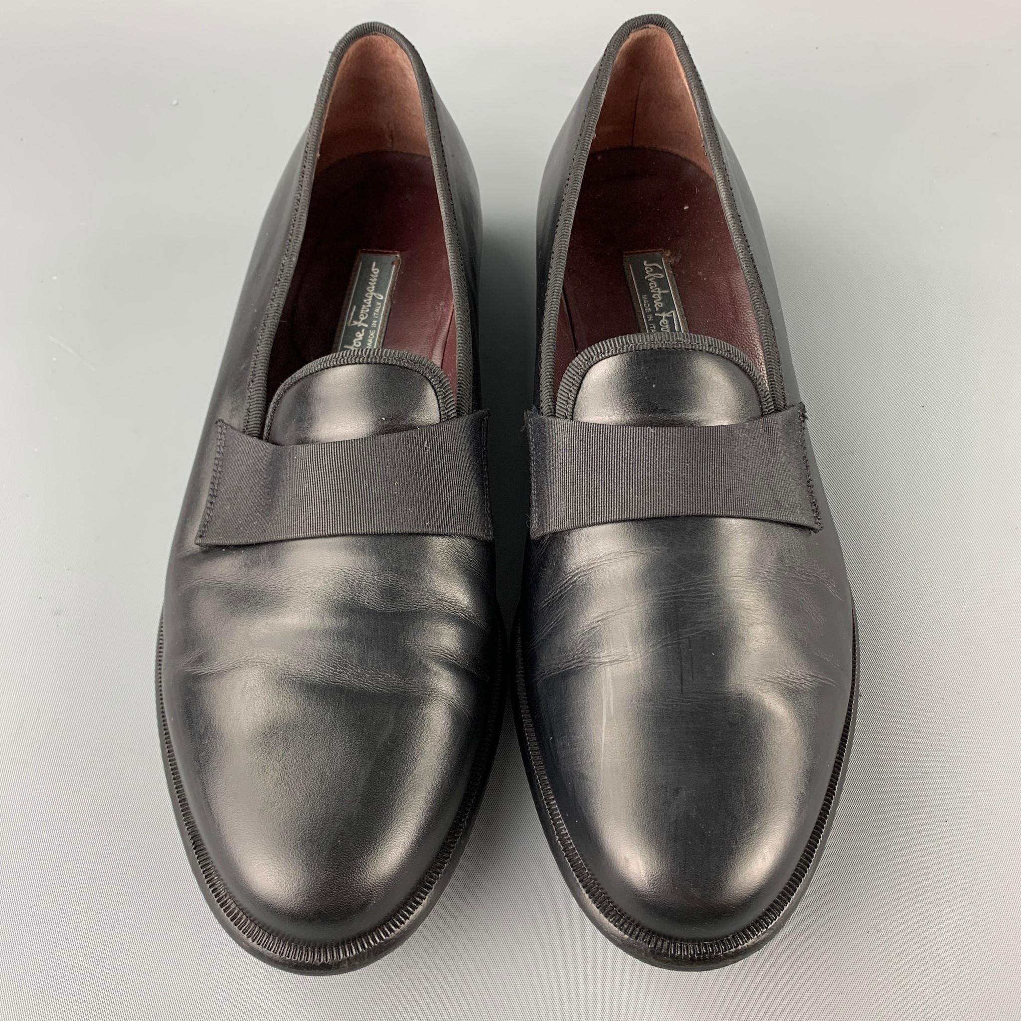 Men's SALVATORE FERRAGAMO Size 11 Black Leather Slip On Loafers