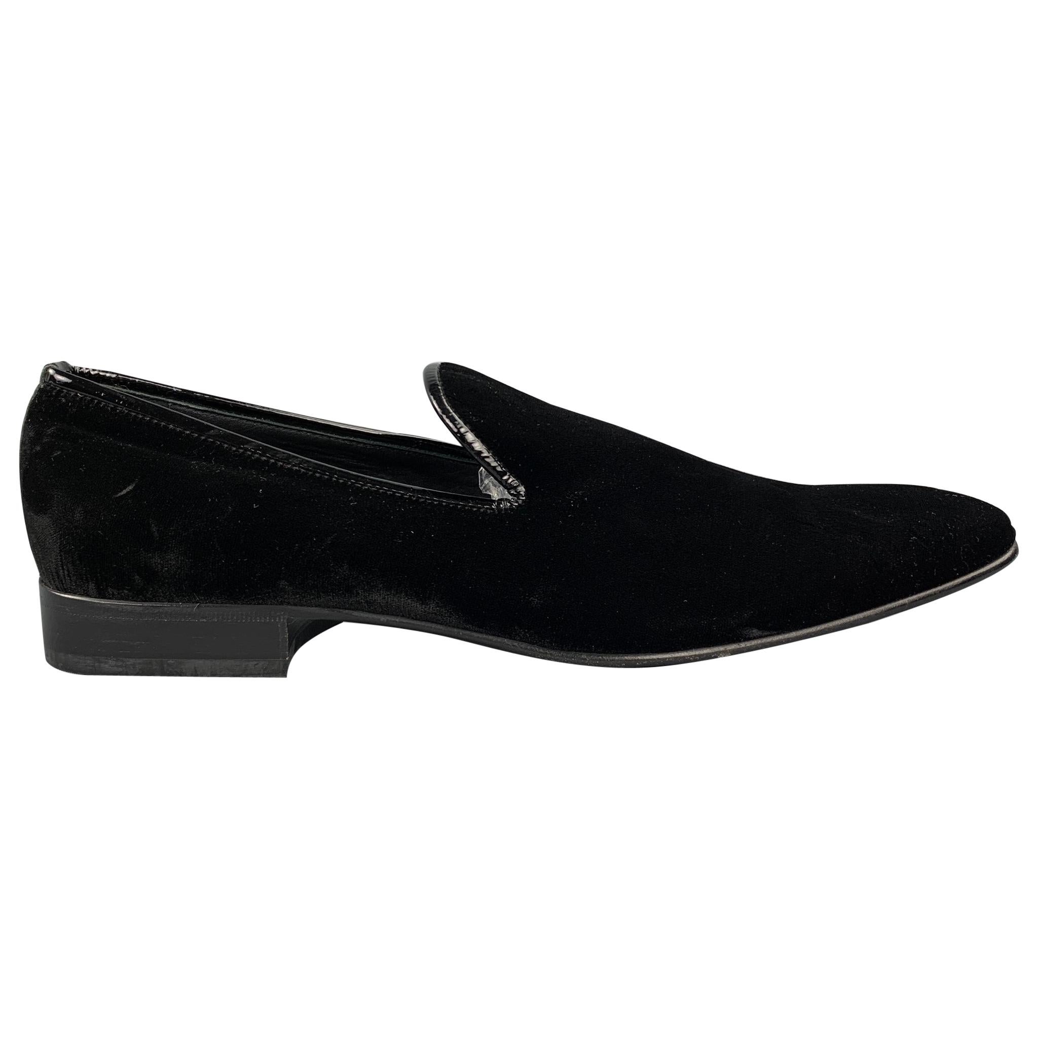 SALVATORE FERRAGAMO Size 11 Black Velvet Slip On Loafers