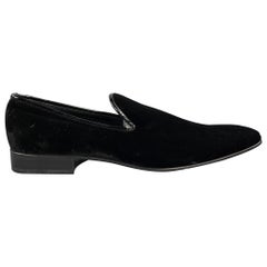 Used SALVATORE FERRAGAMO Size 11 Black Velvet Slip On Loafers