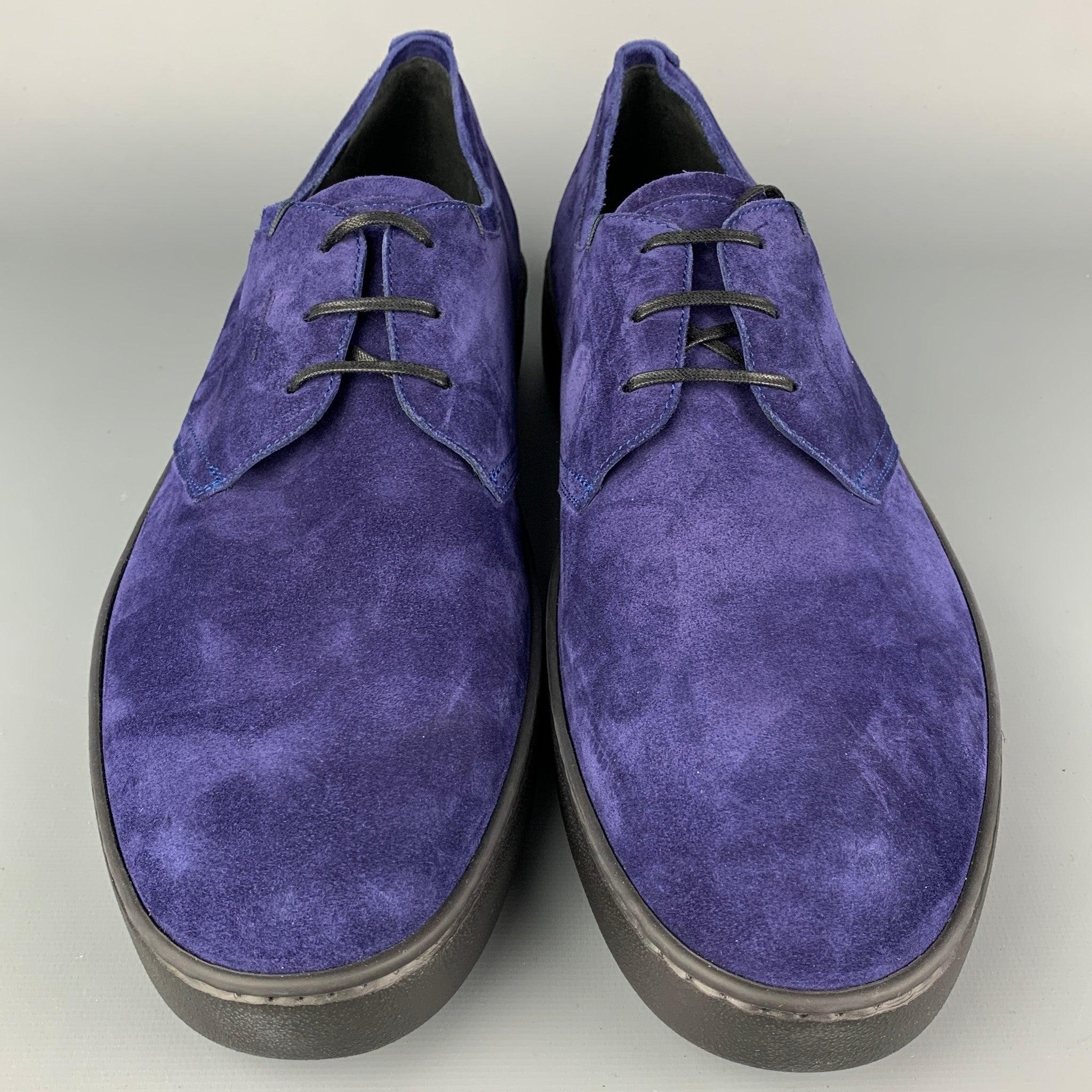 Men's SALVATORE FERRAGAMO Size 11 Purple Suede Lace Up Shoes For Sale