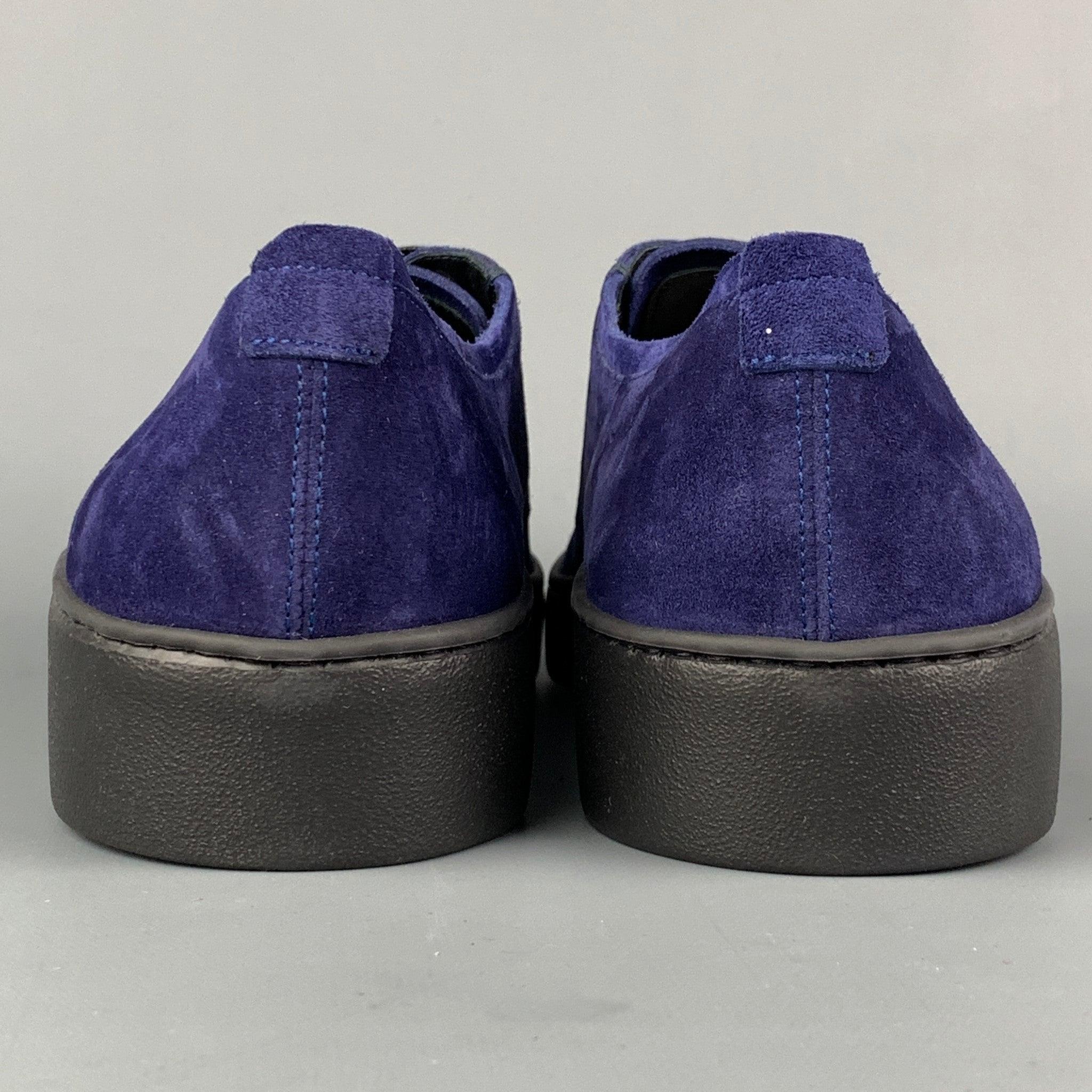 SALVATORE FERRAGAMO Size 11 Purple Suede Lace Up Shoes For Sale 1