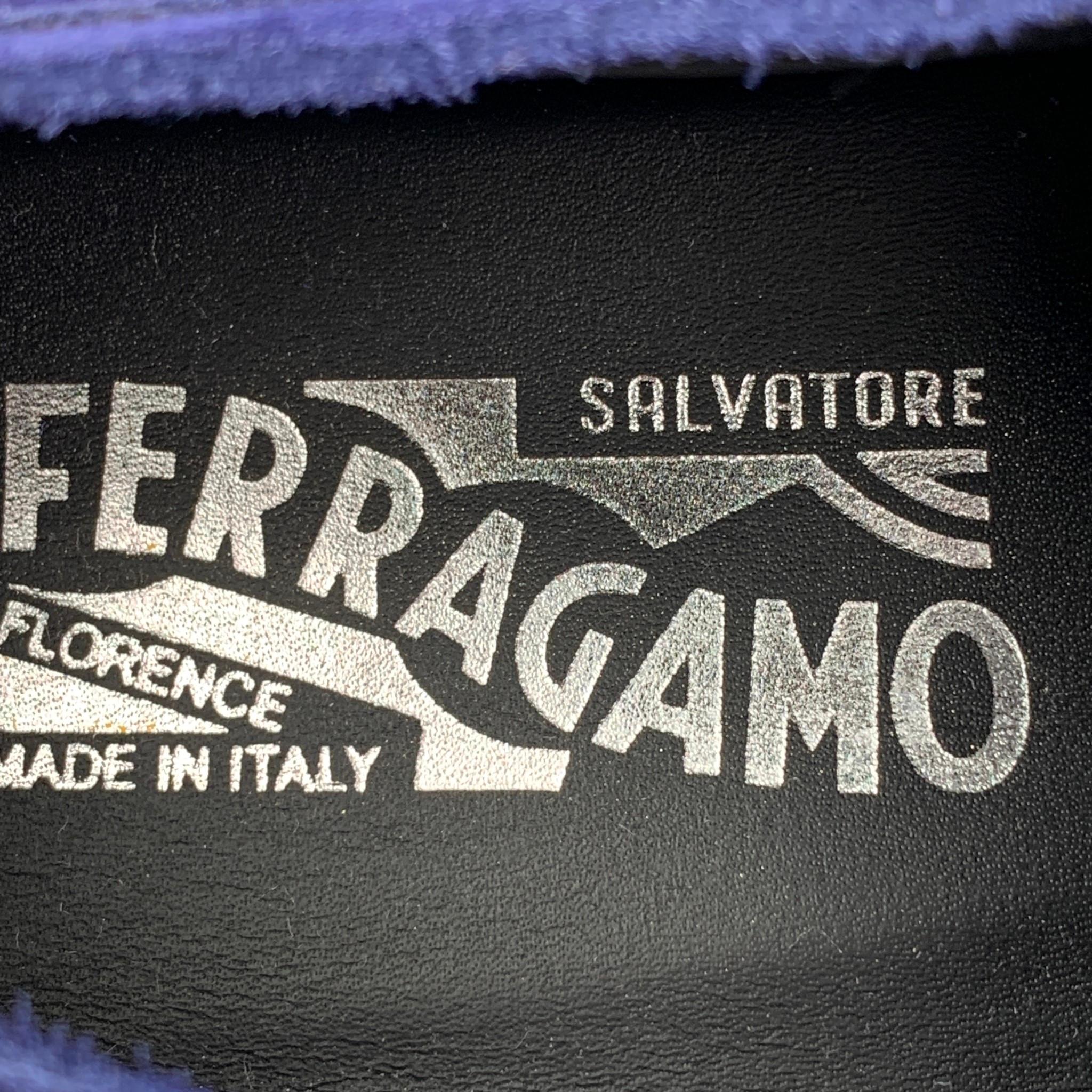Black SALVATORE FERRAGAMO Size 11 Purple Suede Lace Up Shoes