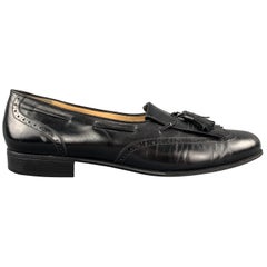 Used SALVATORE FERRAGAMO Size 11.5 Black Leather Eyelash Tassel Loafers