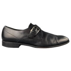 Used SALVATORE FERRAGAMO Size 11.5 Black Leather Monk Strap Loafers