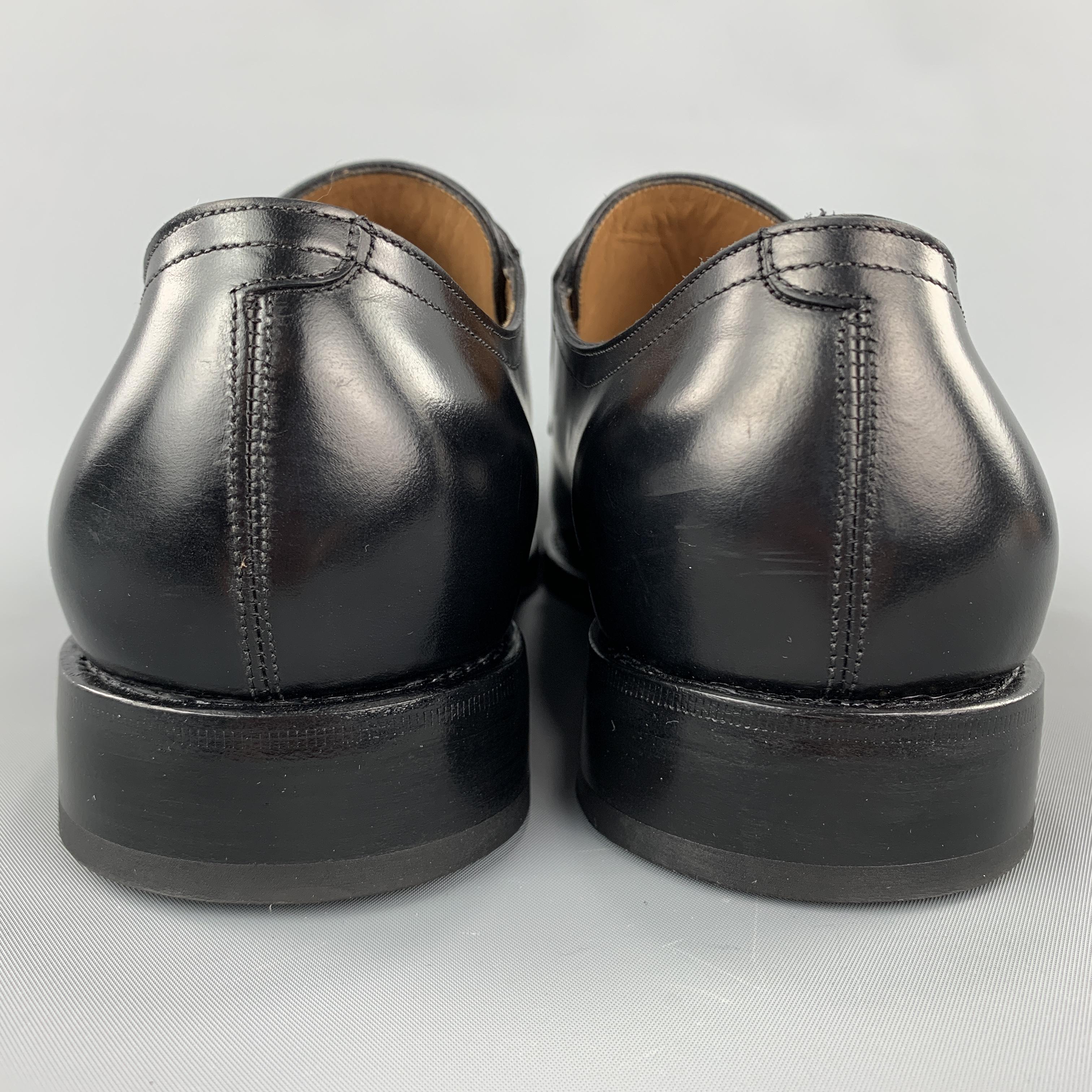 SALVATORE FERRAGAMO Size 11.5 Solid Black Leather Monk Strap Loafers 2