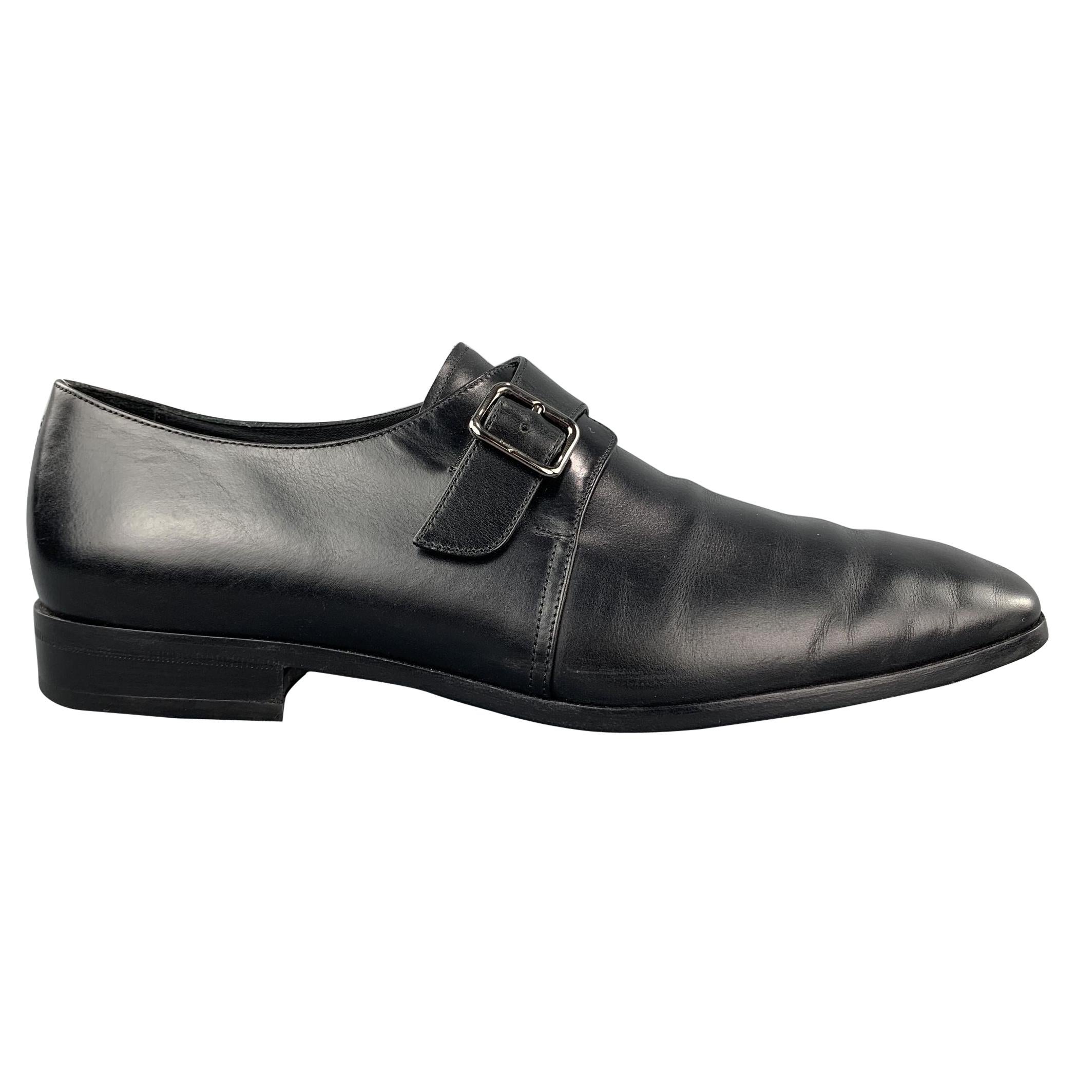 Salvatore Ferragamo Black Patent Pebbled Leather Saba Loafers Size 41.5 ...