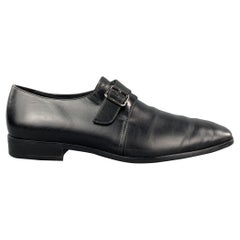 SALVATORE FERRAGAMO Größe 11,5 Monk-Riemen Loafers aus massivem schwarzem Leder