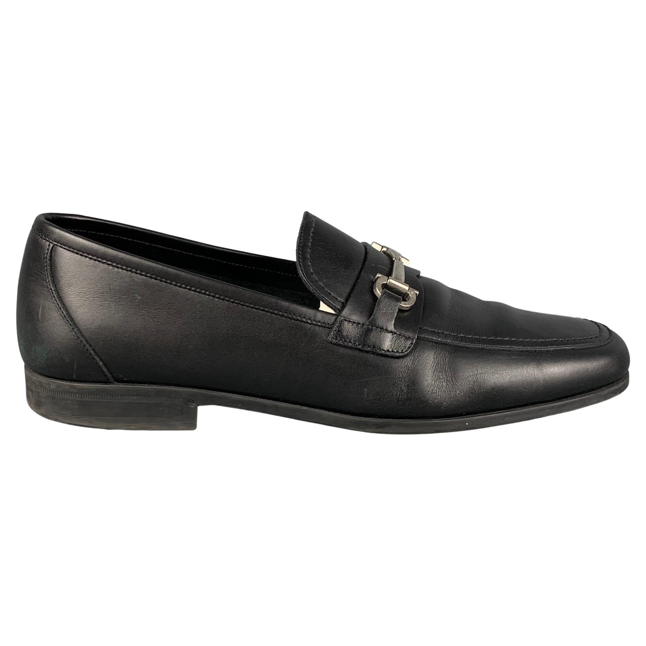 Salvatore Ferragamo Black Leather Modesto Penny Loafers Size 44 For ...