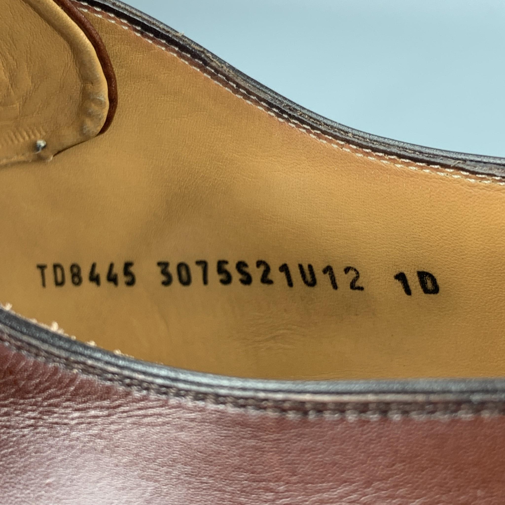 SALVATORE FERRAGAMO Size 12 Brown Leather Plain Toe Lace Up Shoes In Good Condition In San Francisco, CA