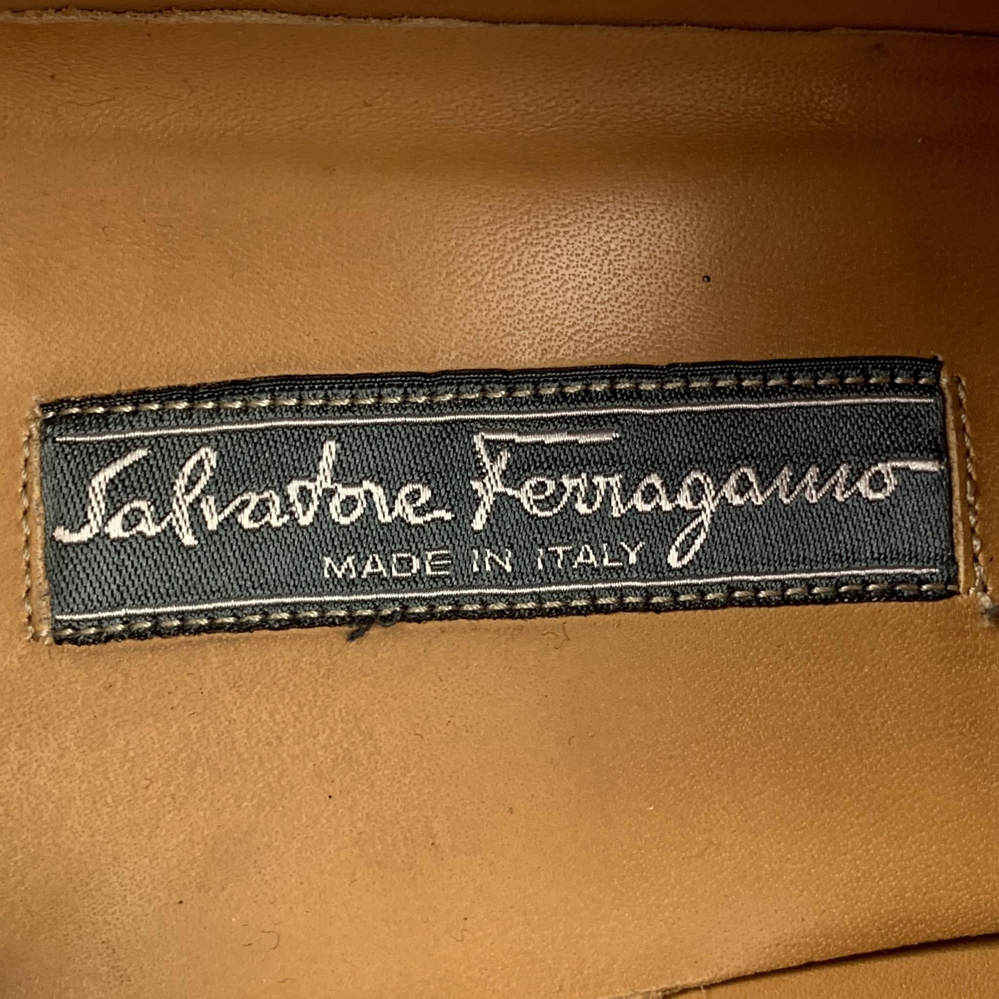 Men's SALVATORE FERRAGAMO Size 12 Brown Leather Plain Toe Lace Up Shoes