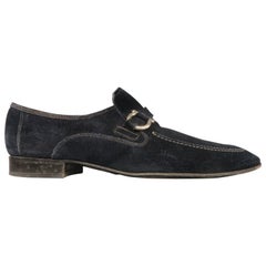 Used SALVATORE FERRAGAMO Size 12 Navy Solid Slip On Loafers