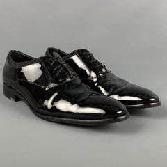 SALVATORE FERRAGAMO Size 13 Black Leather Tuxedo Lace Up Shoes