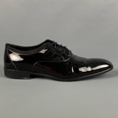 SALVATORE FERRAGAMO Size 13 Black Leather Tuxedo Lace Up Shoes
