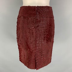 SALVATORE FERRAGAMO Size 2 Burgundy Pencil Knee-Length Skirt