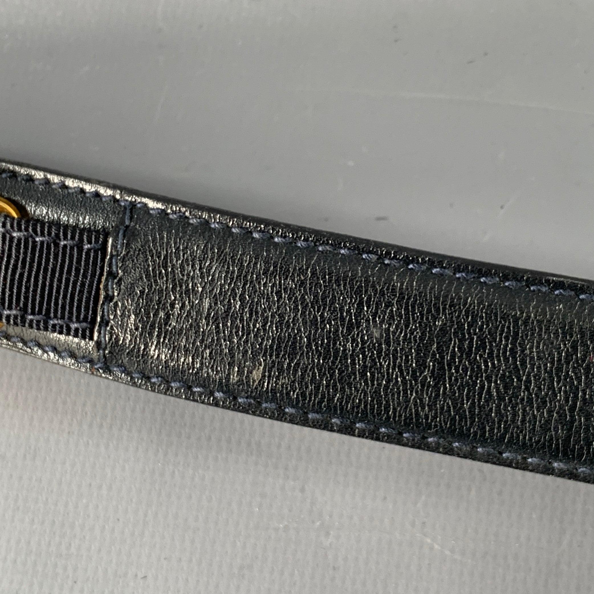 SALVATORE FERRAGAMO Size 29 Black Gold Logo Leather Belt For Sale 6
